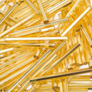 Crystal Gold Lined Straight Bugle 20mm - 20 Beads