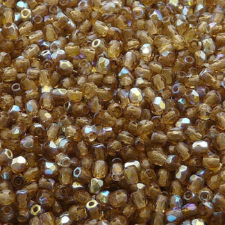 3FP Smoke Topaz Light AB Fire Polished Beads 20 Beads