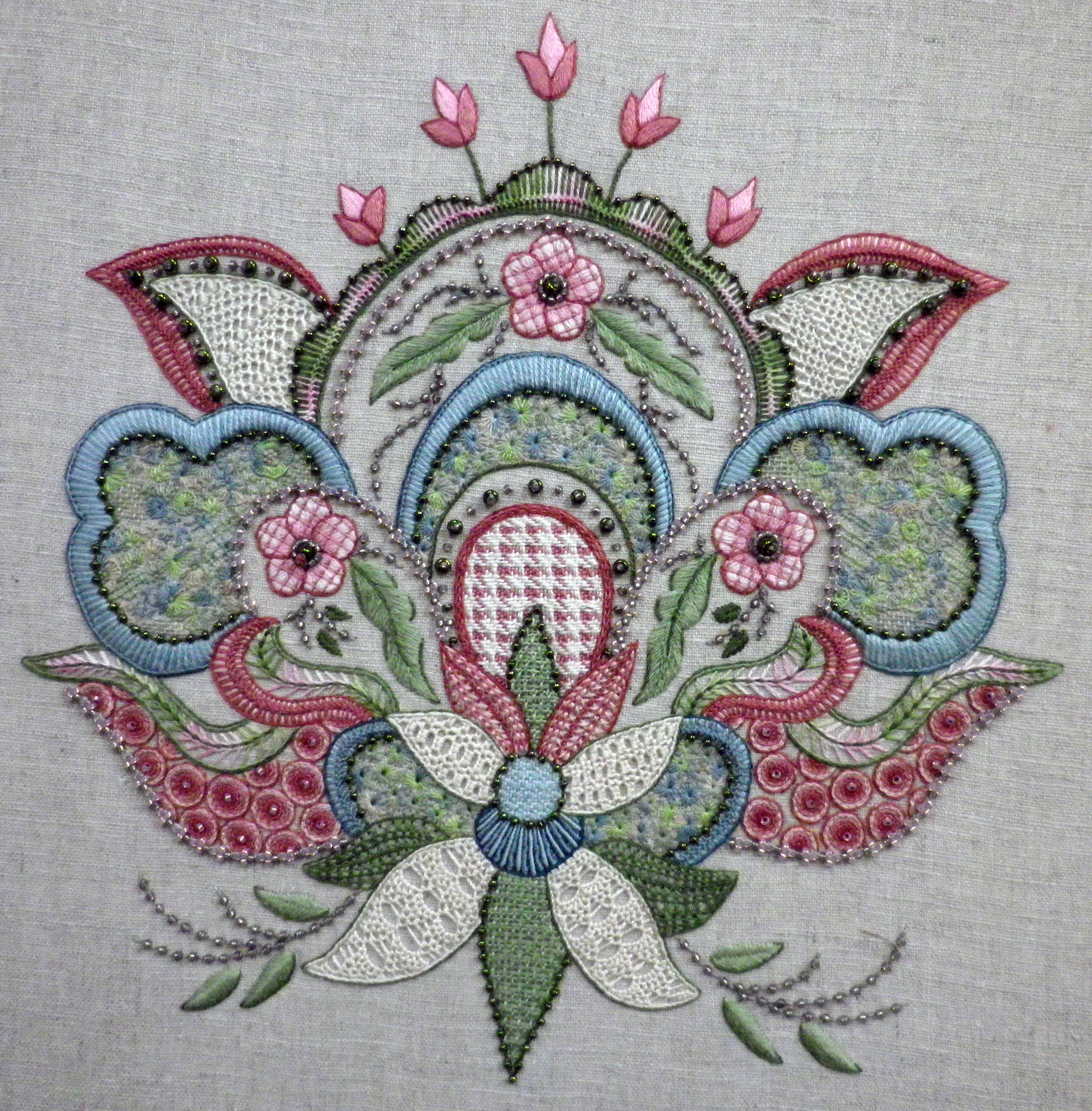 Dimensions Crewel Embroidery Kit 11x16 Hollyhocks In Bloom 
