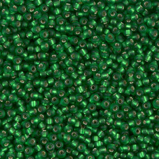 11-0016F Matte Silver Lined Green 2g