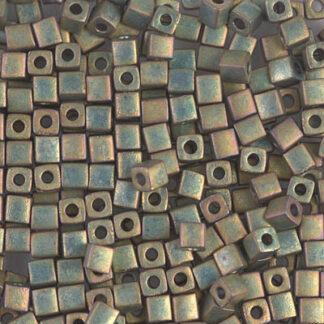 SB3-2035 Matte Metallic Khaki Iris 3 mm cube bead 2g