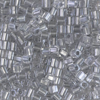 SB3-0242 Sparkle Pewter Lined Crystal 3 mm cube bead 2g